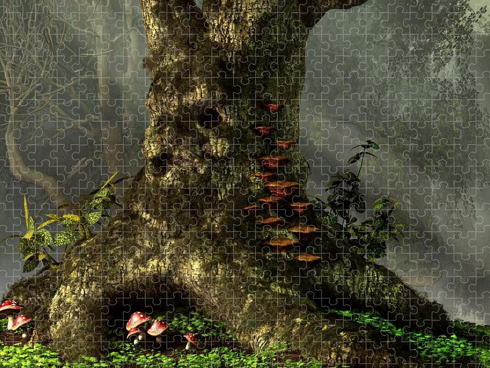 Tree Jigsaw Puzzle featuring the digital art Old Man of the Forest by Daniel Eskridge