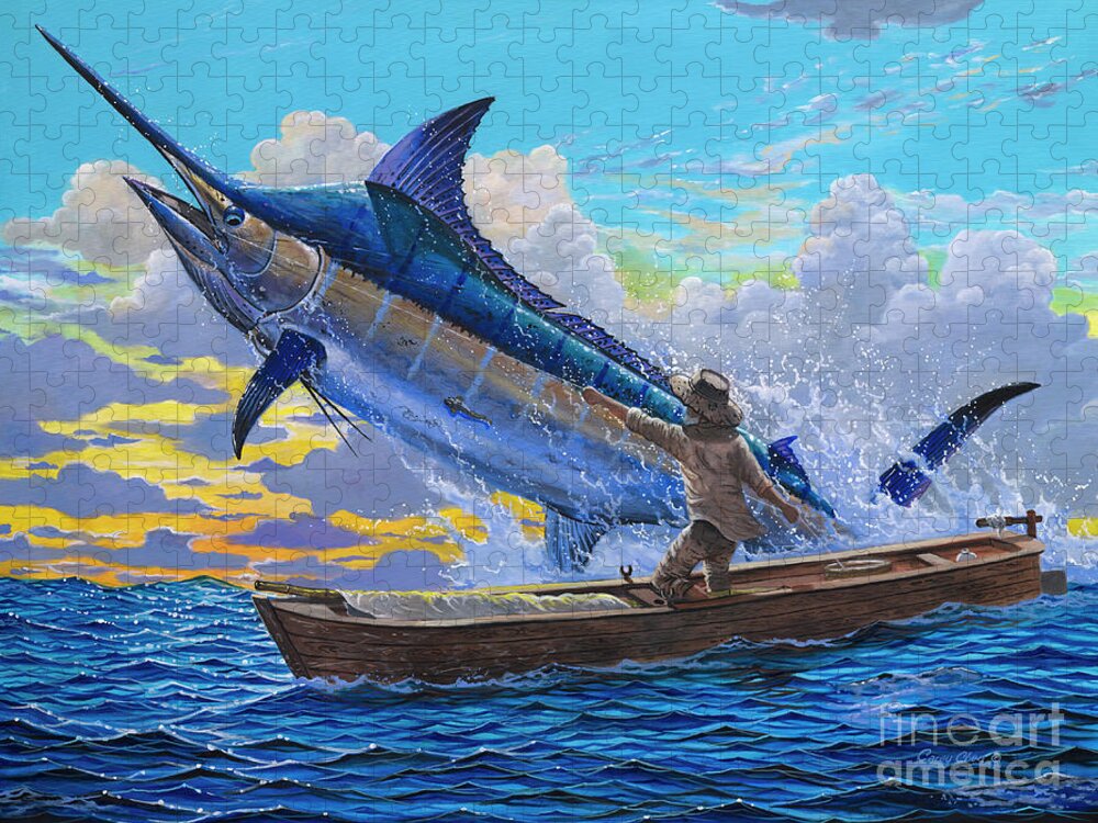 Marlin Jigsaw Puzzle featuring the painting Old Man and the Sea Off00133 by Carey Chen
