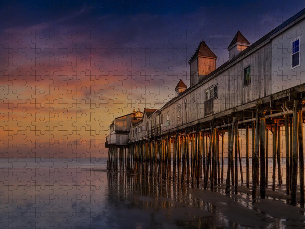 Old Orchard Beach Jigsaw Puzzle featuring the photograph Old Orchard Beach Pier Sunset by Susan Candelario