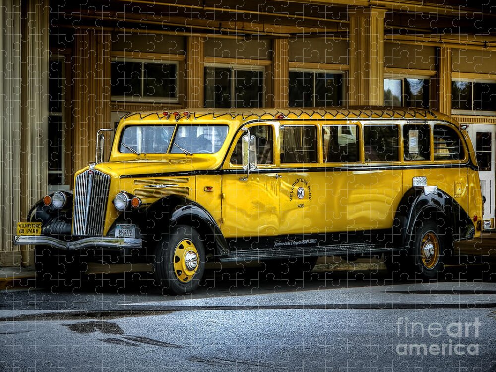 David Lawson Photography Jigsaw Puzzle featuring the photograph Old Time Yellowstone Bus II by David Lawson