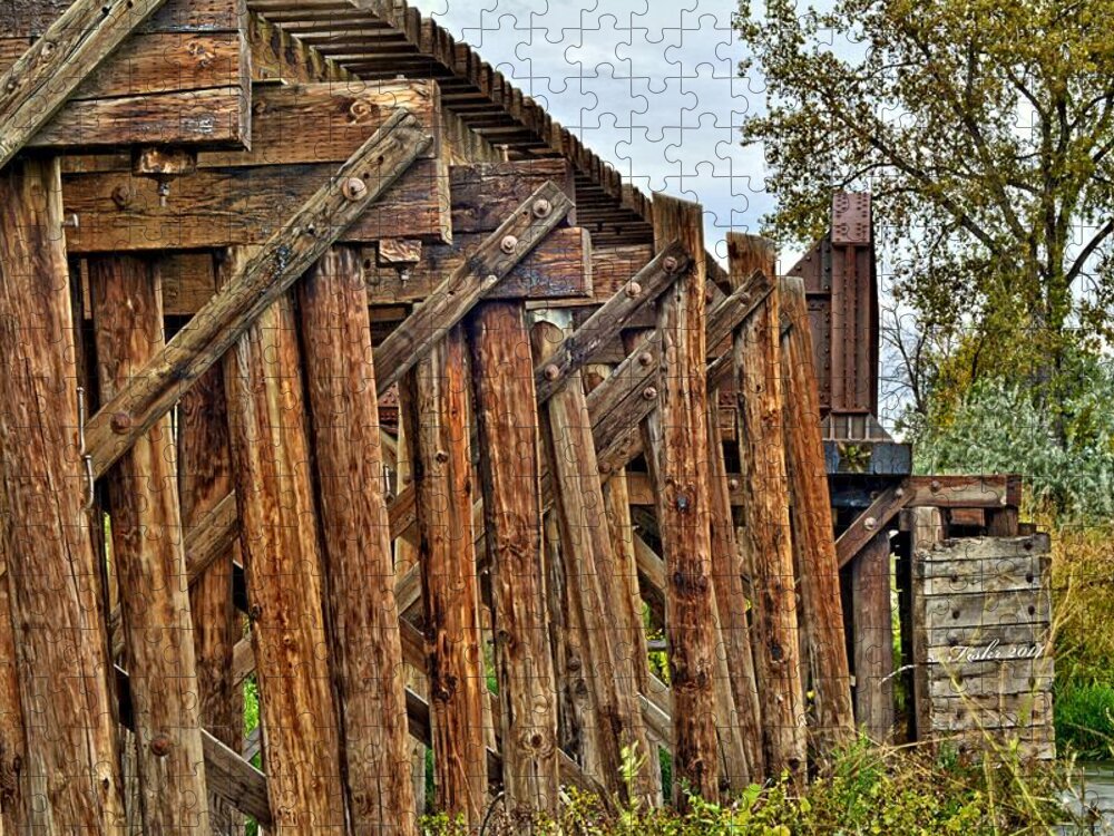 Wooden Jigsaw Puzzle featuring the photograph Old Wooden Trestle by Fiskr Larsen