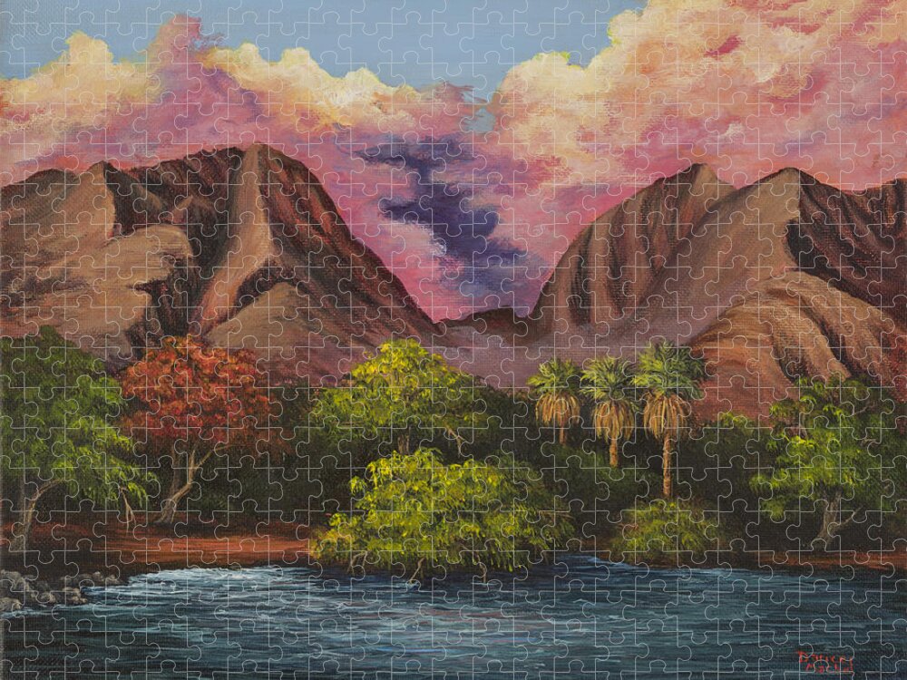 Landscape Jigsaw Puzzle featuring the painting Olowalu Valley by Darice Machel McGuire