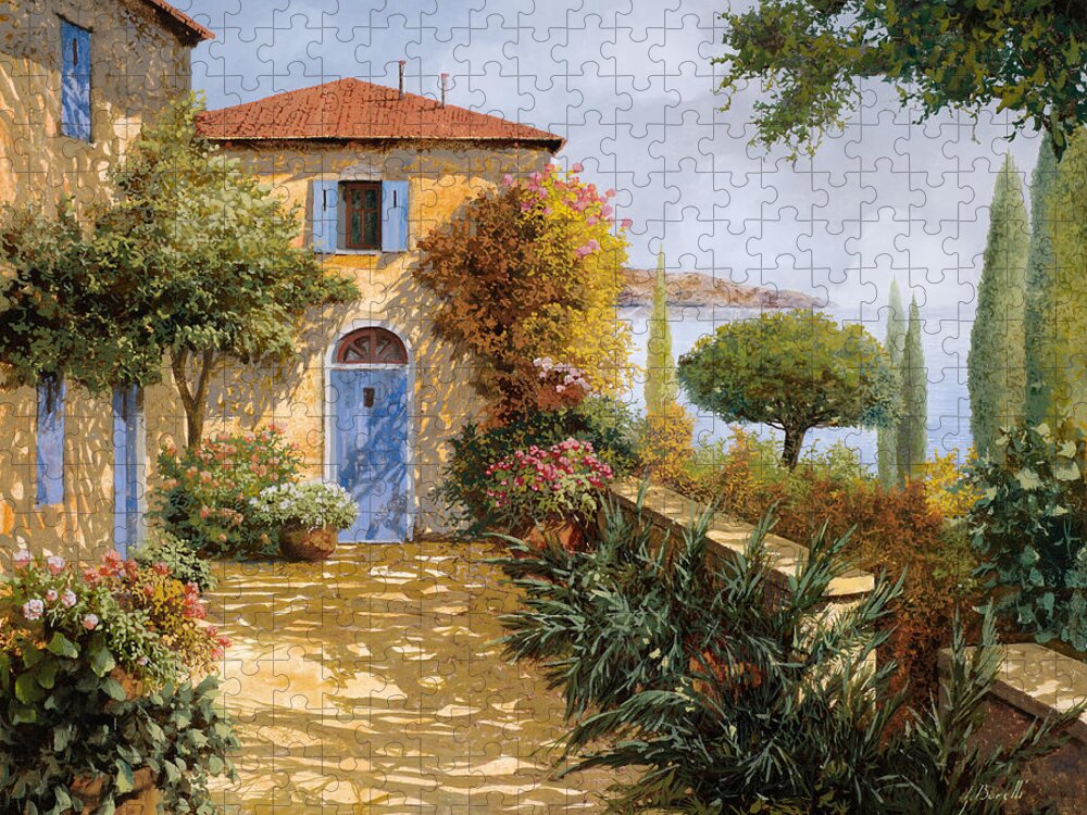 Terrace Jigsaw Puzzle featuring the painting Ombre Sul Terrazzo by Guido Borelli