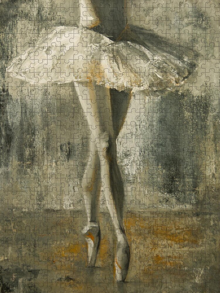 Ballerina Jigsaw Puzzle featuring the painting En Pointe by Jani Freimann