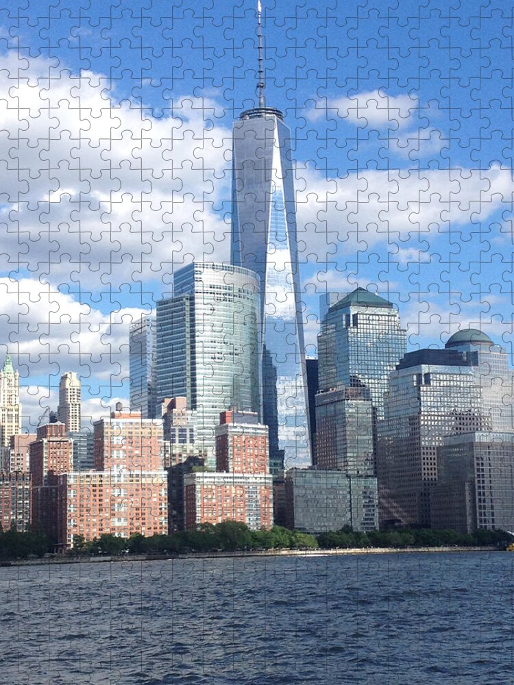 Puffy Clouds Jigsaw Puzzle featuring the photograph One World Trade Center 1776ft by Tom Wurl
