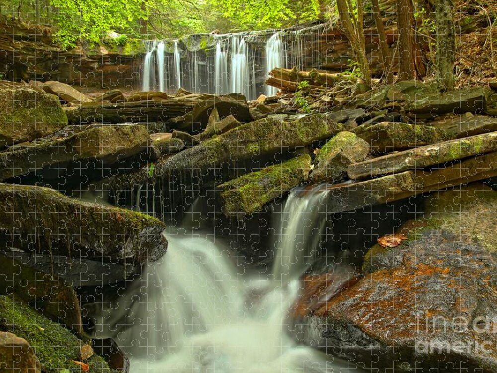 Oneida Falls Jigsaw Puzzle featuring the photograph Oneida Falls Multiple Cascades by Adam Jewell
