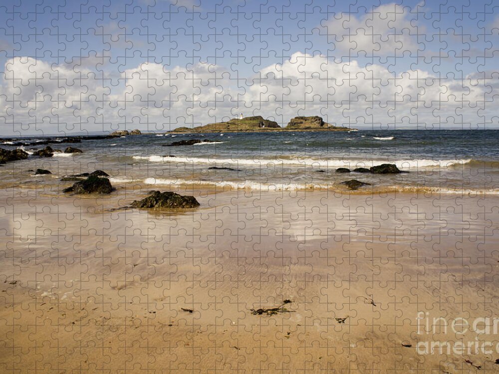 Fidra Lighthouse And Seashore Jigsaw Puzzle featuring the photograph Only clouds from skies by Elena Perelman