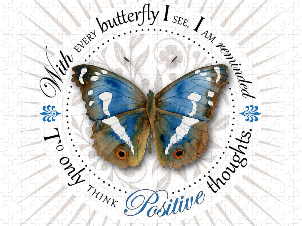 Apatura Iris Jigsaw Puzzle featuring the painting Only think positive thoughts by Amy Kirkpatrick