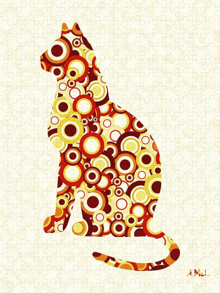 Malakhova Jigsaw Puzzle featuring the digital art Orange Tabby - Animal Art by Anastasiya Malakhova