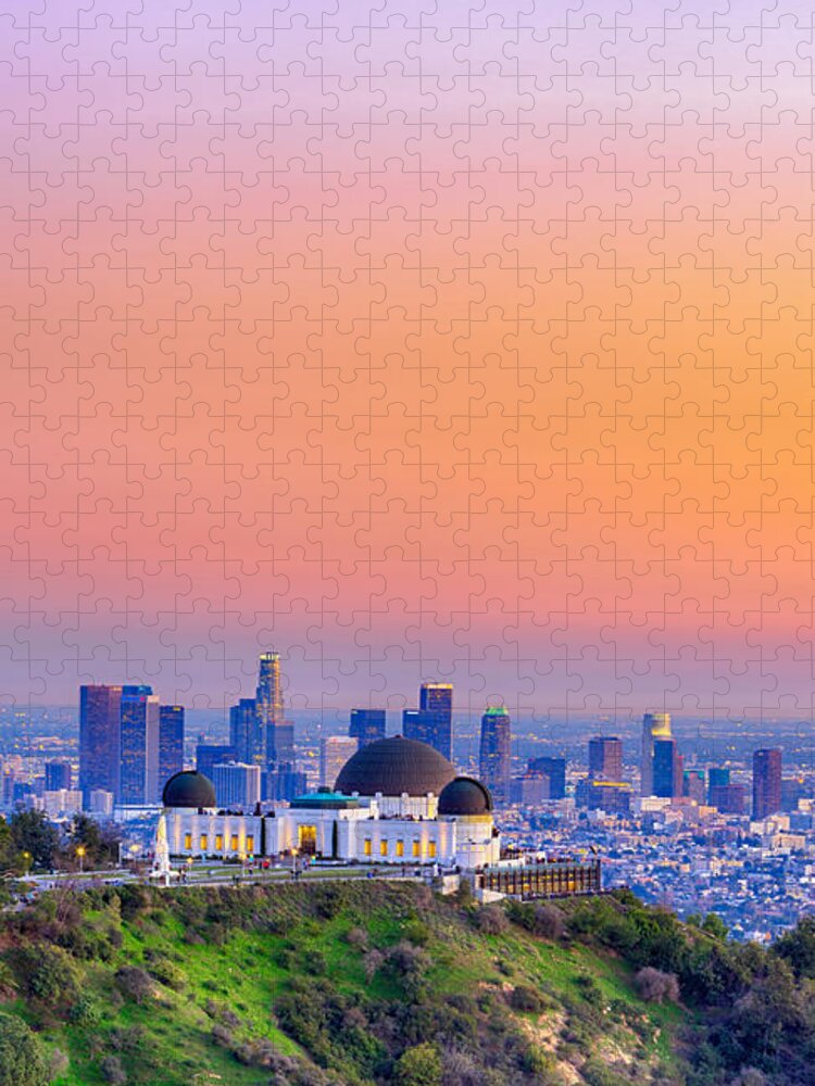 Griffith Observatory Jigsaw Puzzle featuring the photograph Orangesicle Griffith Observatory by Scott Campbell