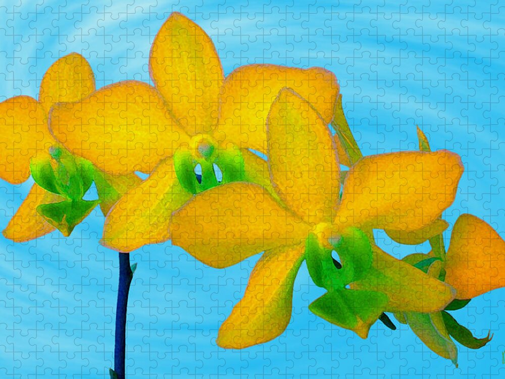 Orchid Flower Jigsaw Puzzle featuring the photograph Orchid In Yellow by Ben and Raisa Gertsberg