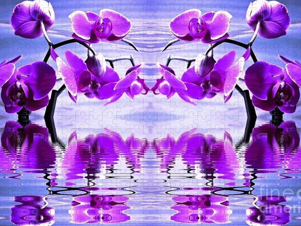 Orchid Jigsaw Puzzle featuring the photograph Orchid Mirrored Reflections by Judy Palkimas
