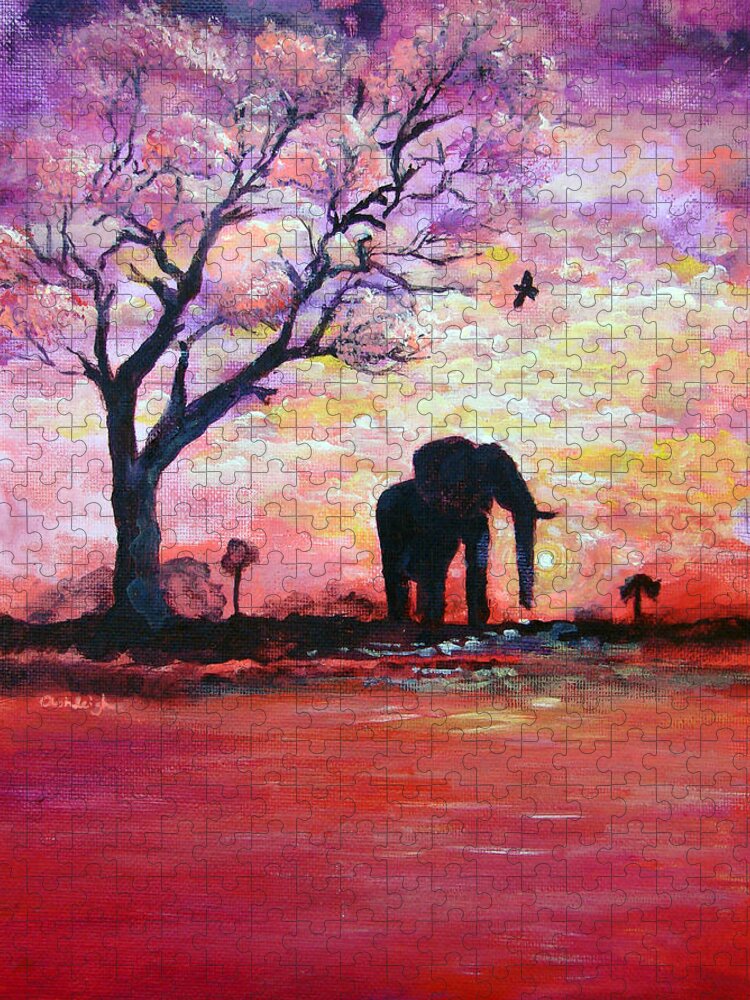 Elephant Jigsaw Puzzle featuring the painting Original Acrylic Elephant Painting Gentle Strength From Within by Ashleigh Dyan Bayer