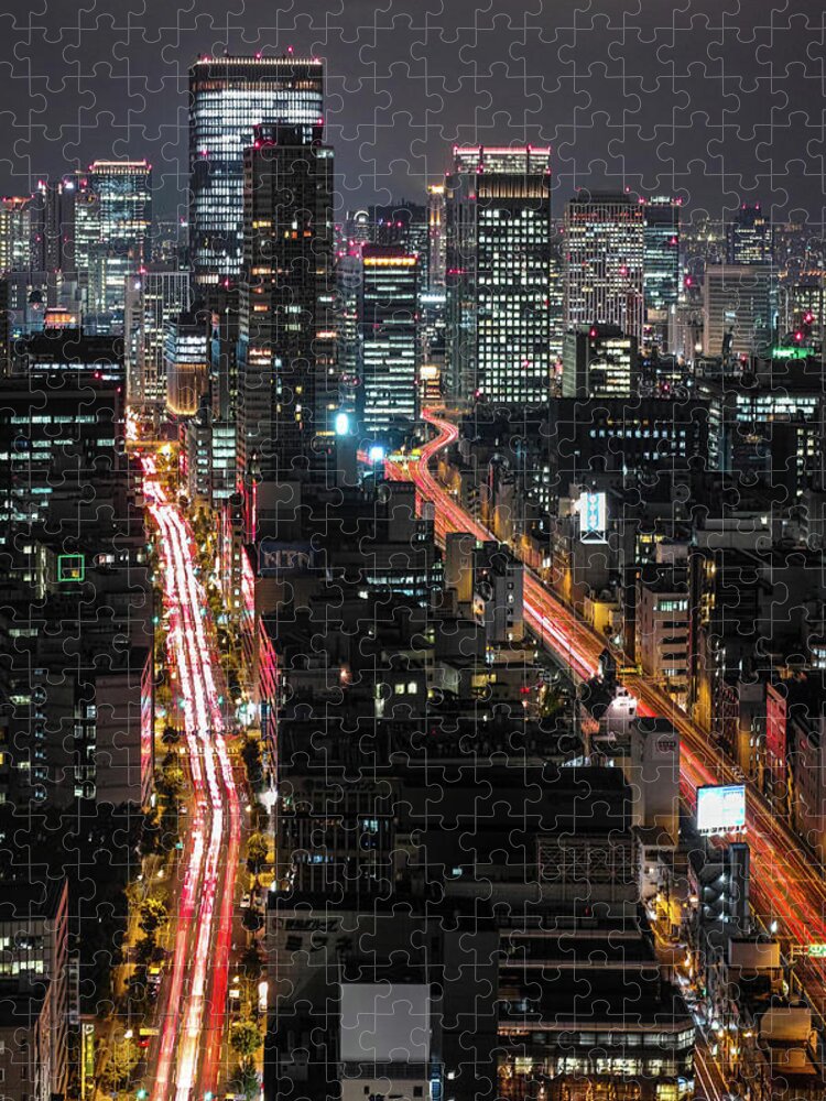 Built Structure Jigsaw Puzzle featuring the photograph Osaka Night by I Love Photo And Apple.