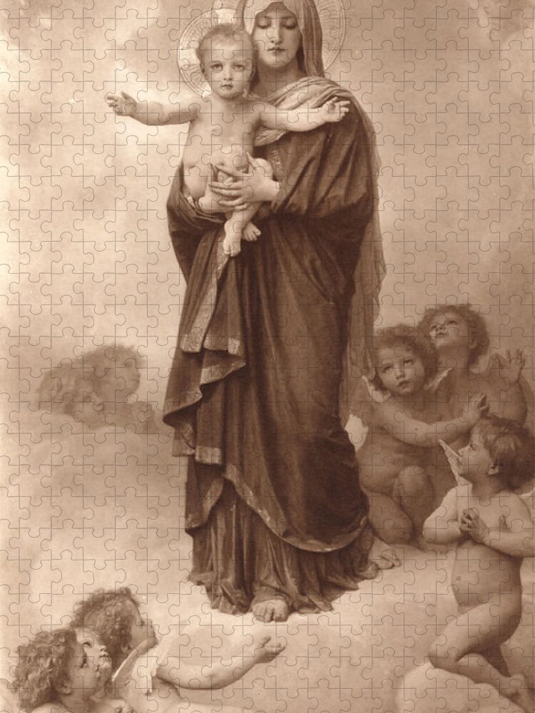 Notre-dame Des Anges Jigsaw Puzzle featuring the digital art Our Lady of the Angels by William Bouguereau