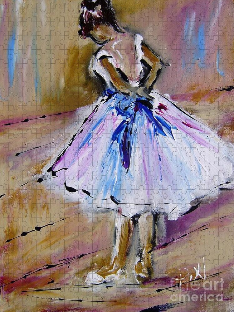 Ballerina Jigsaw Puzzle featuring the painting Our ballerina girl painting by Mary Cahalan Lee - aka PIXI