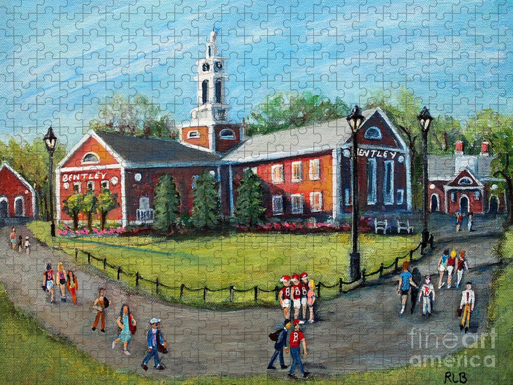 Bentley Jigsaw Puzzle featuring the painting Our Time at Bentley University by Rita Brown