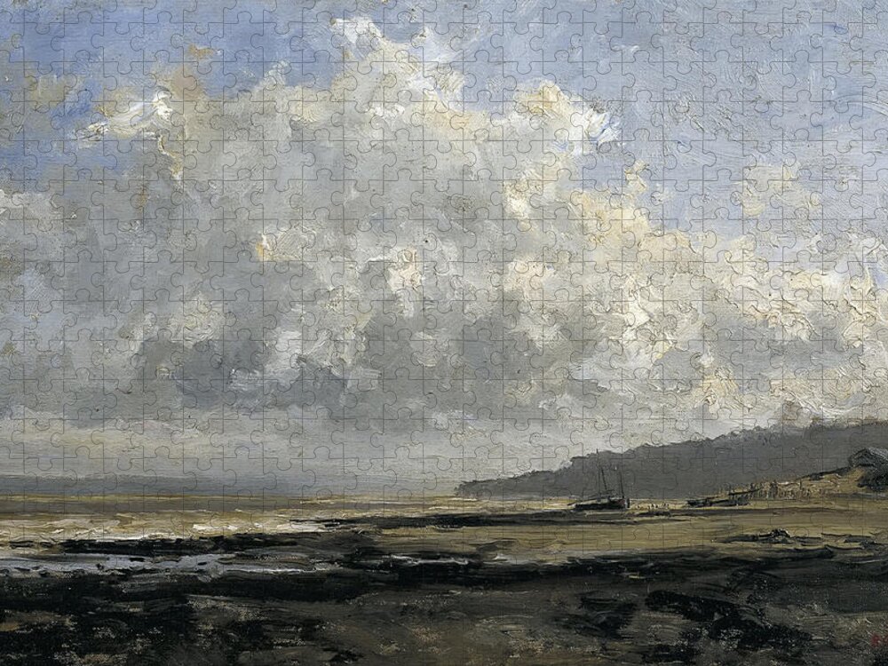 Carlos De Haes Jigsaw Puzzle featuring the painting Outskirts Of Trouville by Carlos de Haes