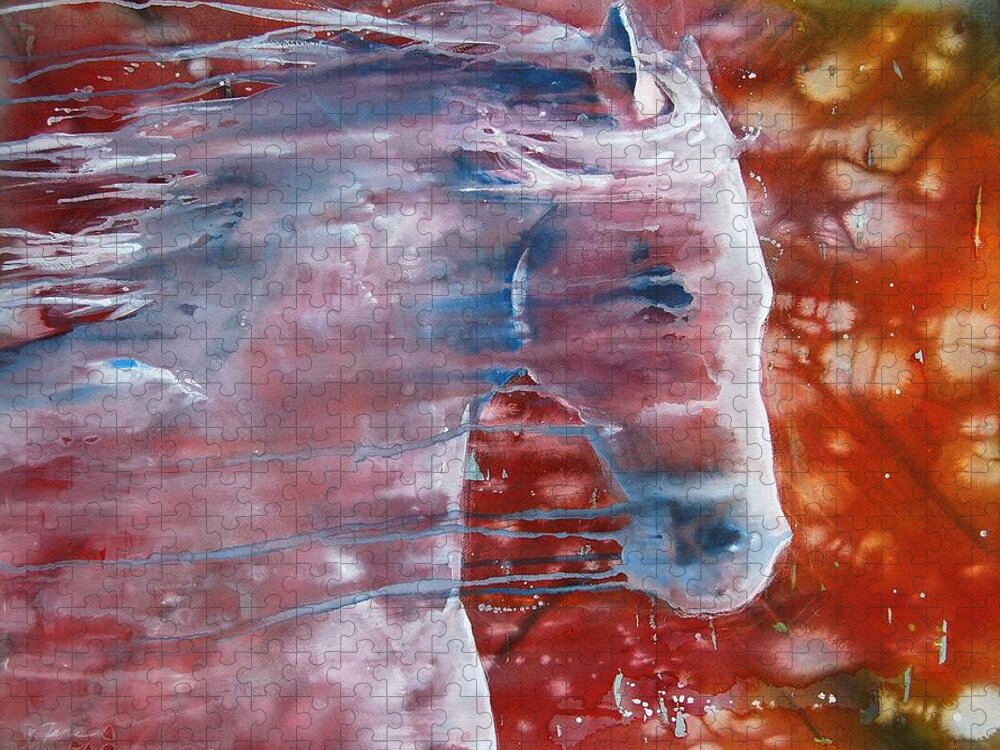 Horse Art Jigsaw Puzzle featuring the painting Painted By The Wind by Jani Freimann