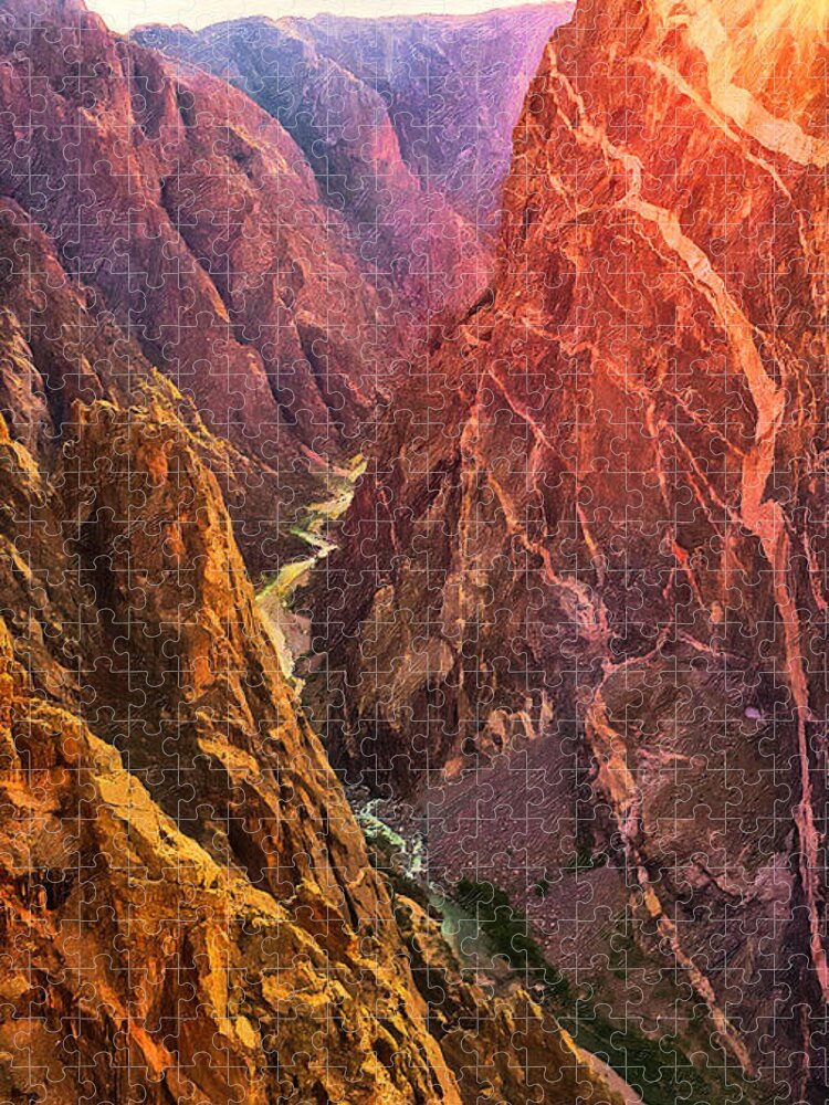Canyon Jigsaw Puzzle featuring the digital art Painted Canyon by Rick Wicker