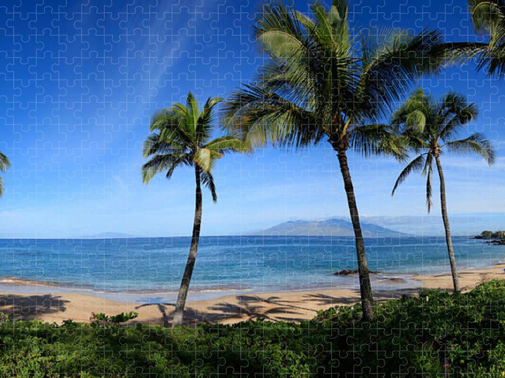 Photography Jigsaw Puzzle featuring the photograph Palm Trees On The Beach, Maui, Hawaii by Panoramic Images