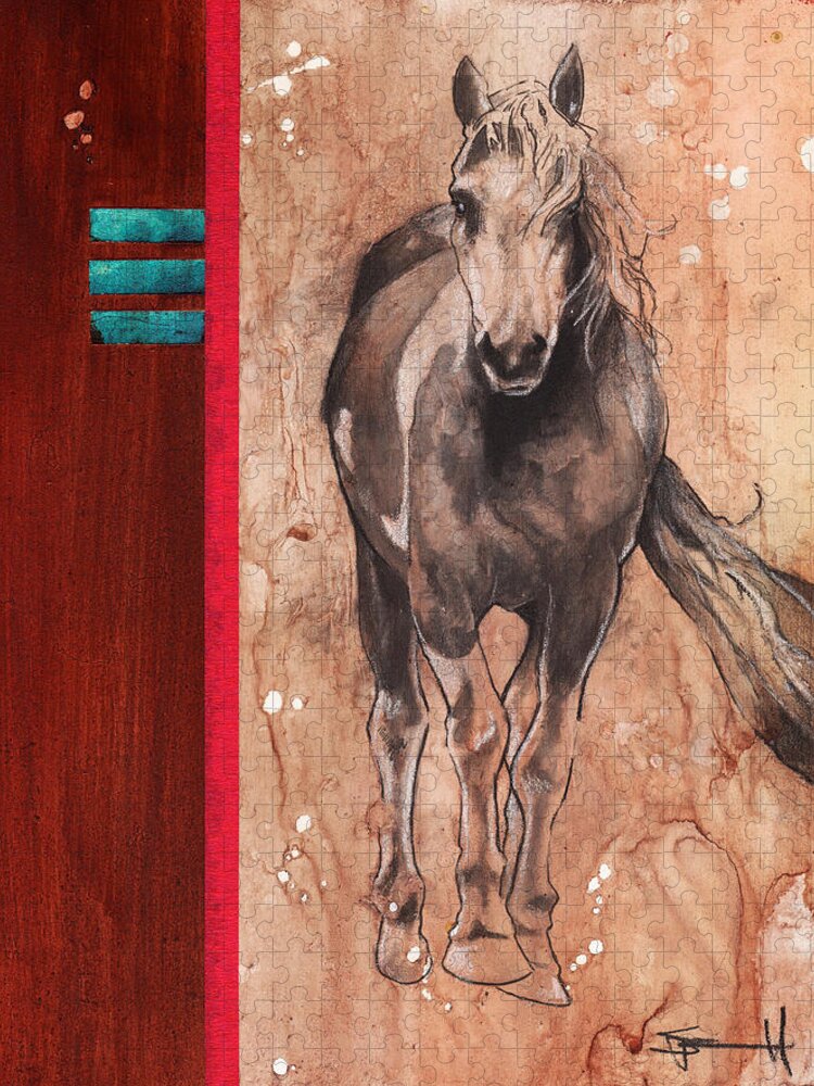 Horse Jigsaw Puzzle featuring the drawing Palomino by Sean Parnell