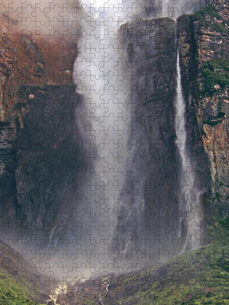 Venezuela Jigsaw Puzzle featuring the photograph Panorama Angel Falls in Canaima National Park Venezuela by Dave Welling