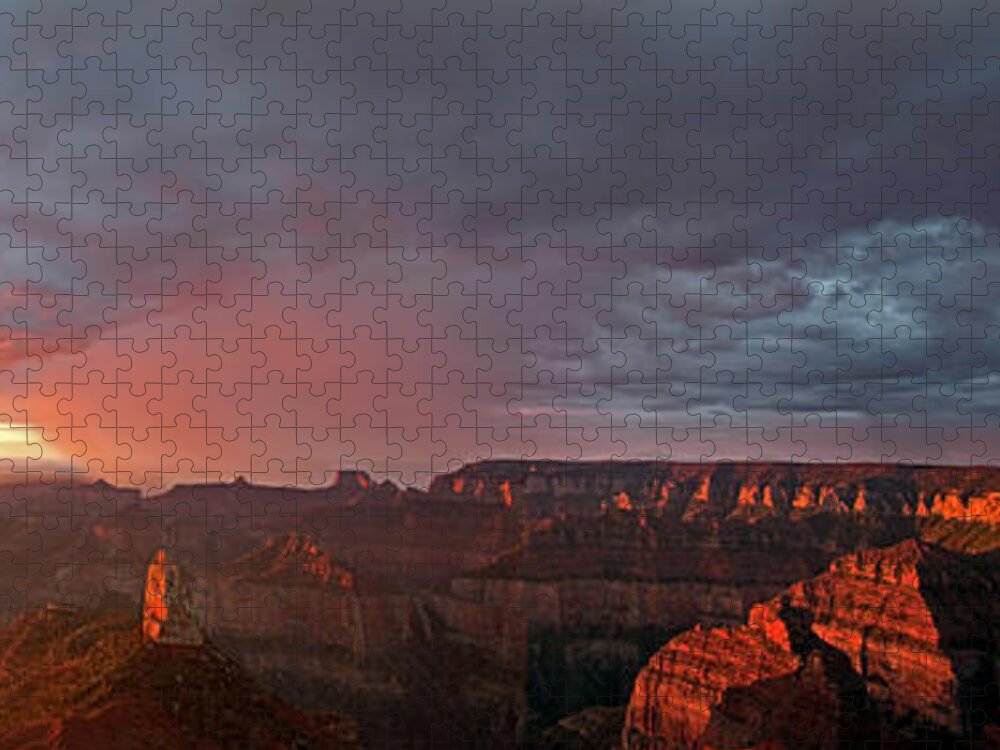 North America Jigsaw Puzzle featuring the photograph Panorama North Rim Grand Canyon National Park Arizona by Dave Welling