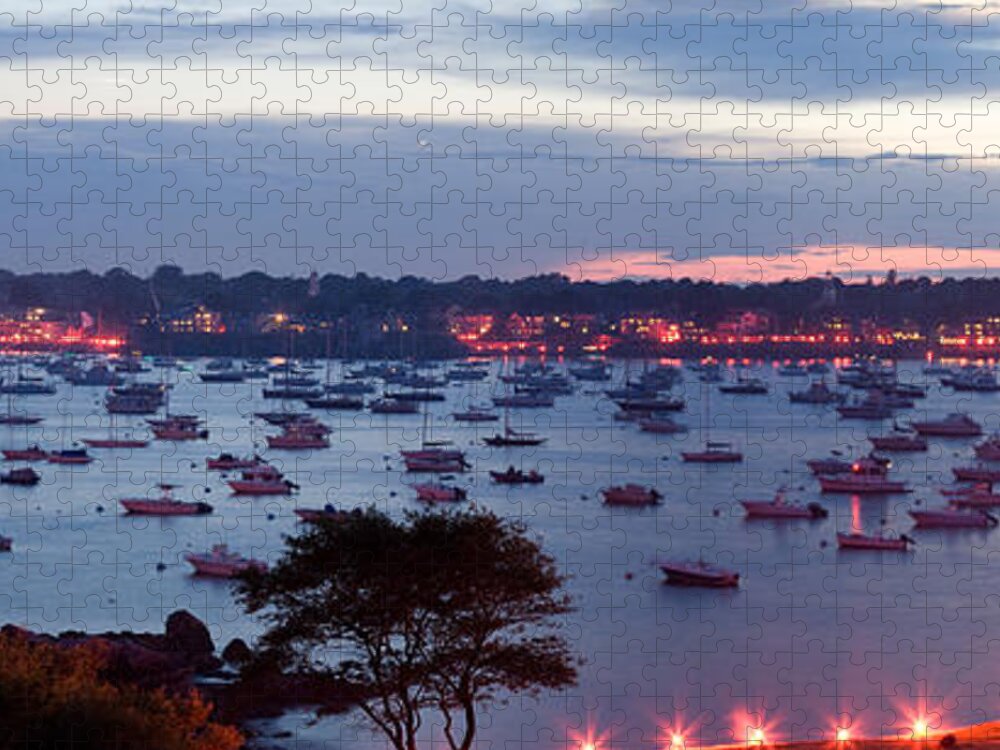 Marblehead Harbor Jigsaw Puzzle featuring the photograph Panoramic of the Marblehead Illumination by Jeff Folger