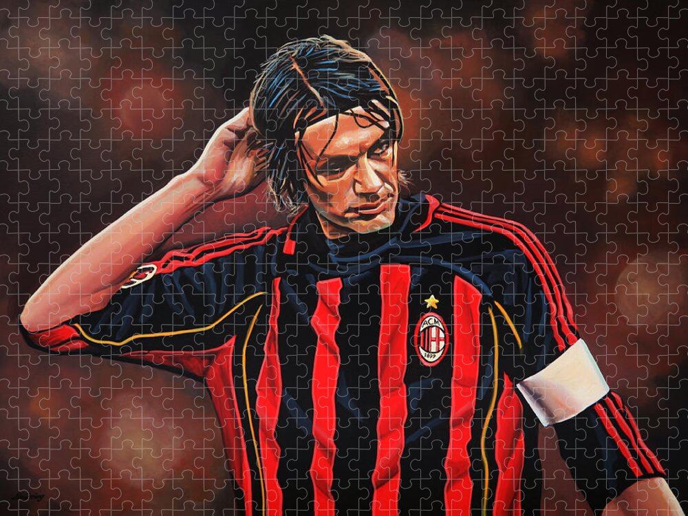 Paolo Maldini Jigsaw Puzzle featuring the painting Paolo Maldini by Paul Meijering