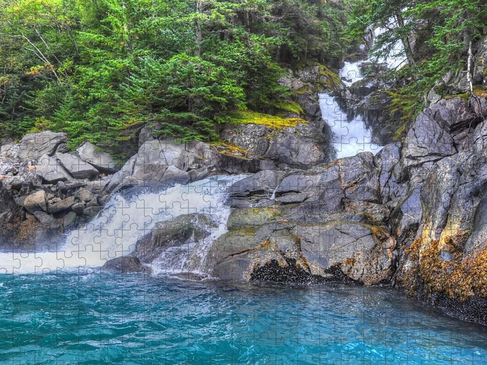 Waterfall Jigsaw Puzzle featuring the photograph Paradise in Alaska - Skagway - Alaska by Bruce Friedman