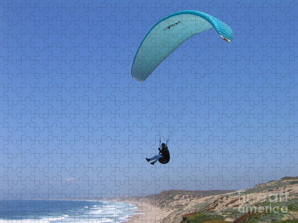 Monterey Bay Jigsaw Puzzle featuring the photograph Paraglider Over Sand City by James B Toy