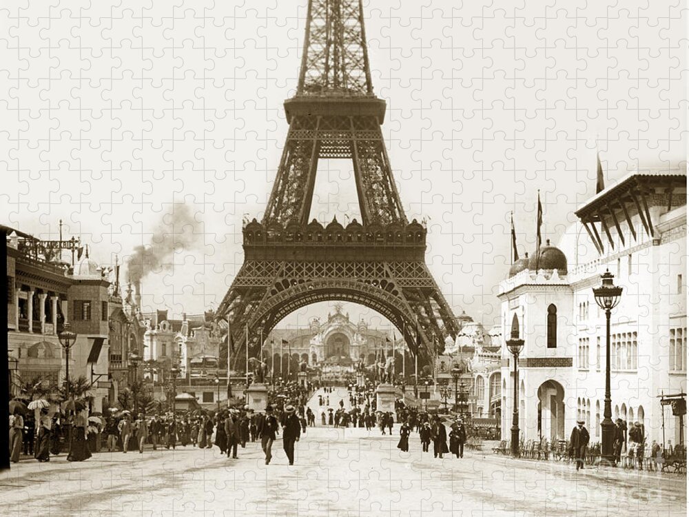 Paris Jigsaw Puzzle featuring the photograph Paris Exposition Eiffel Tower Paris France 1900 historical photos by Monterey County Historical Society