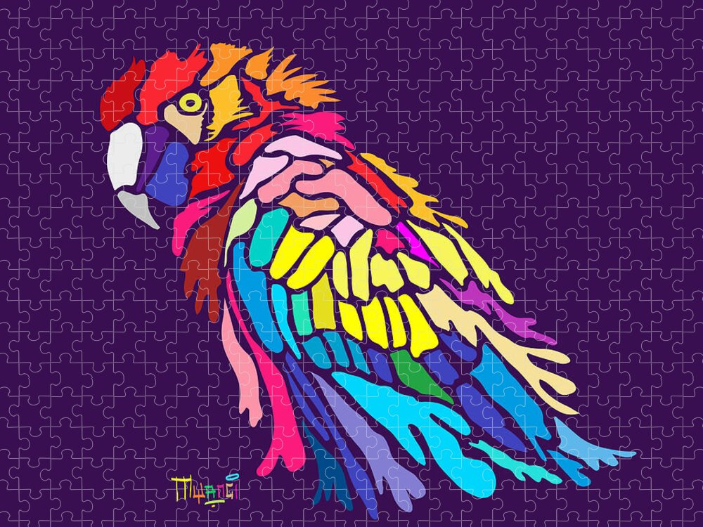Bird Jigsaw Puzzle featuring the digital art Parrot beauty by Anthony Mwangi