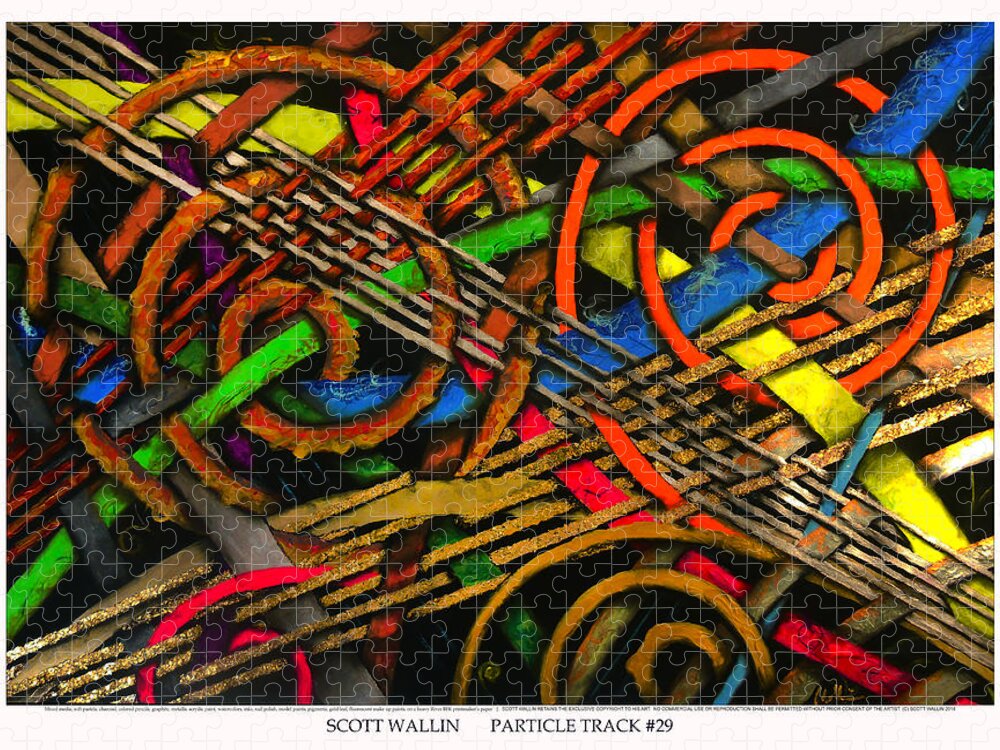 Brilliant Color Abstraction Jigsaw Puzzle featuring the painting Particle Track Twenty-nine by Scott Wallin