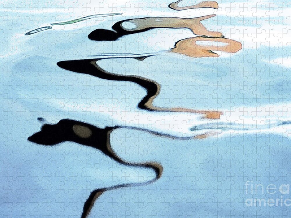 Water Jigsaw Puzzle featuring the photograph Pastel Blue Water Reflection Abstract by Heiko Koehrer-Wagner