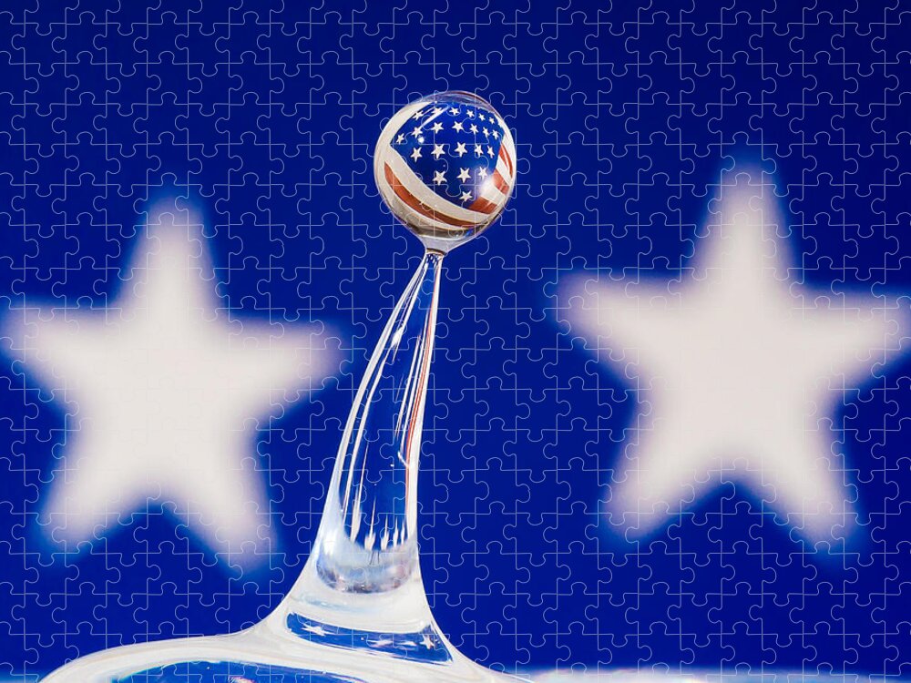 Water Drops Jigsaw Puzzle featuring the photograph Patriotic Pop by Alissa Beth Photography