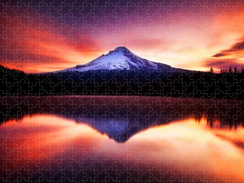 Trillium Lake Jigsaw Puzzle featuring the photograph Peaceful Morning on the Lake by Darren White