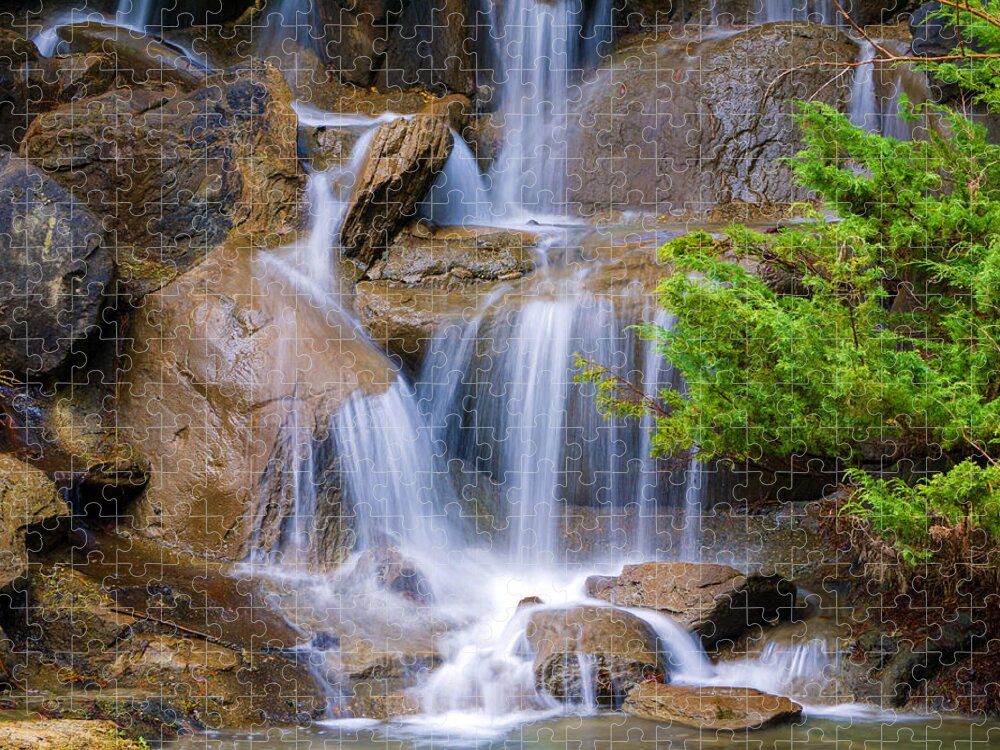 Waterfall Jigsaw Puzzle featuring the photograph Peaceful waterfall by Jordan Blackstone