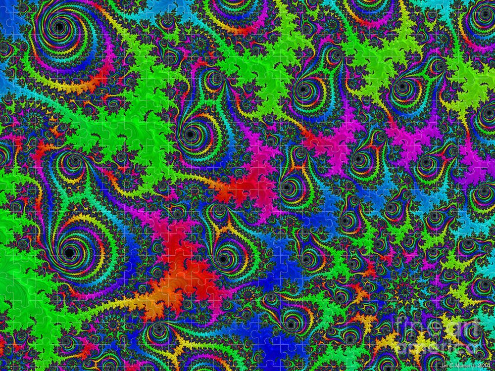Fractal Jigsaw Puzzle featuring the digital art Peacock by Jon Munson II