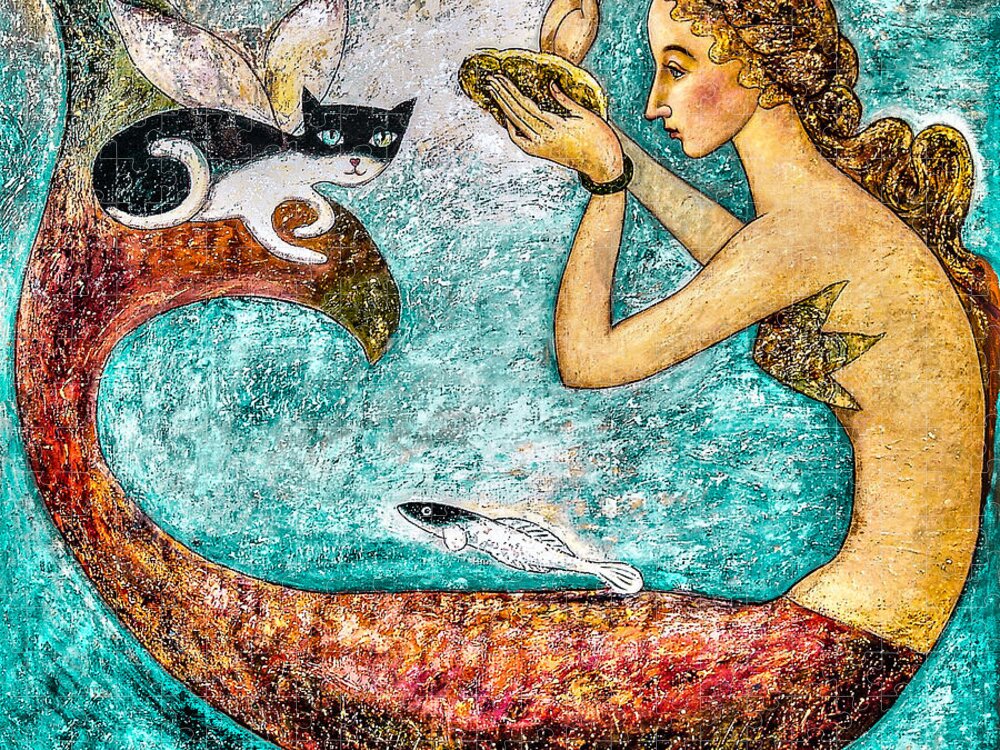 Mermaid Art Jigsaw Puzzle featuring the painting Pearl by Shijun Munns