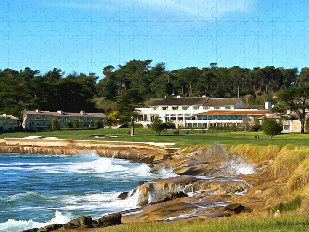 Barbara Snyder Jigsaw Puzzle featuring the painting Pebble Beach Club House by Barbara Snyder