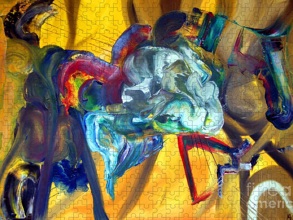 Pegasus Jigsaw Puzzle featuring the painting Pegasus by James Lavott