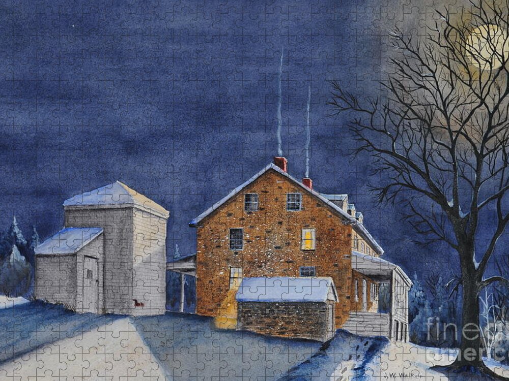 Moon Jigsaw Puzzle featuring the painting Pennsylvania Moon by John W Walker