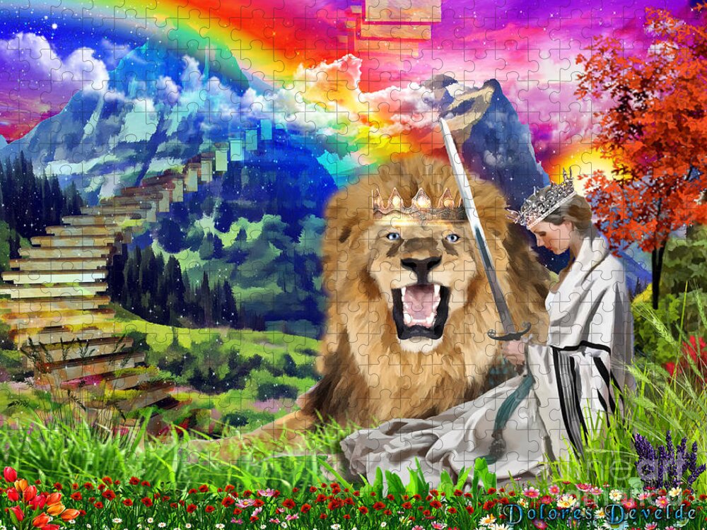 Lion Of Judah Jigsaw Puzzle featuring the digital art Perfect Protection by Dolores Develde