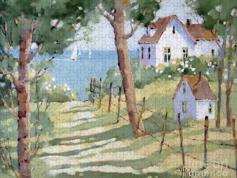 Nantucket Jigsaw Puzzle featuring the painting Perfectly Peaceful Nantucket by Joyce Hicks
