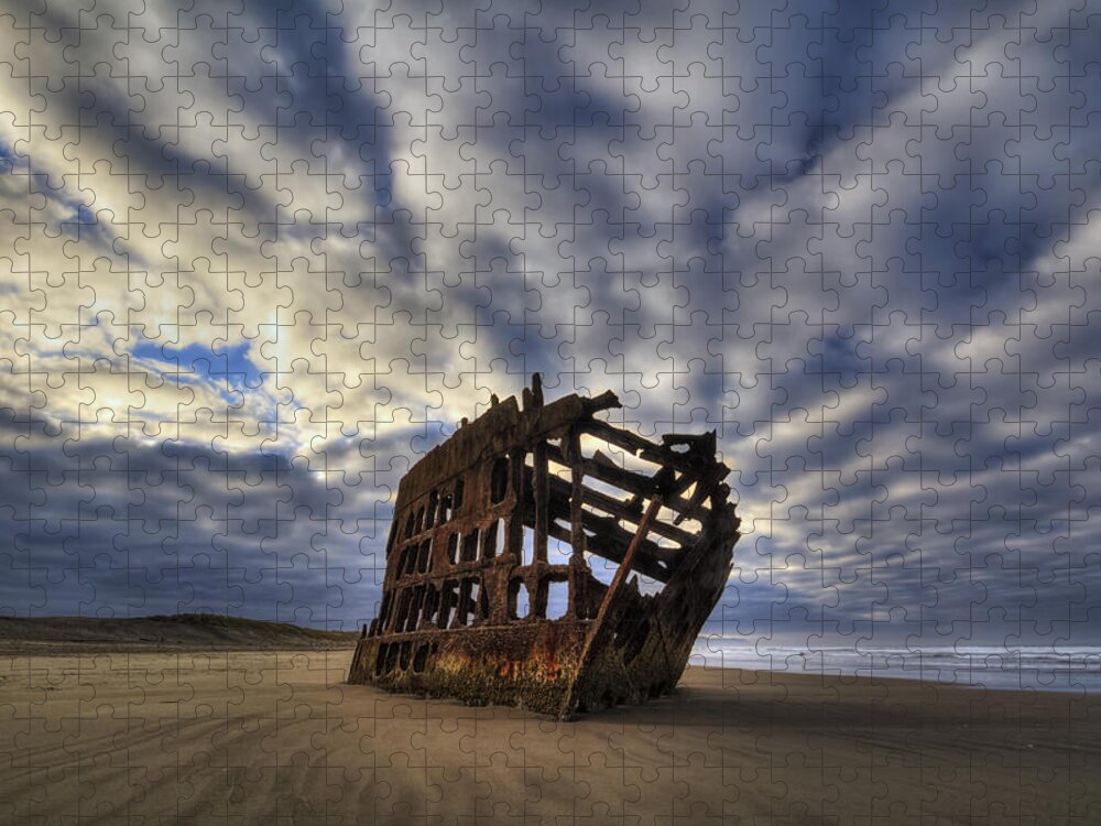 Beach Jigsaw Puzzle featuring the photograph Peter Iredale Shipwreck Sunrise by Mark Kiver