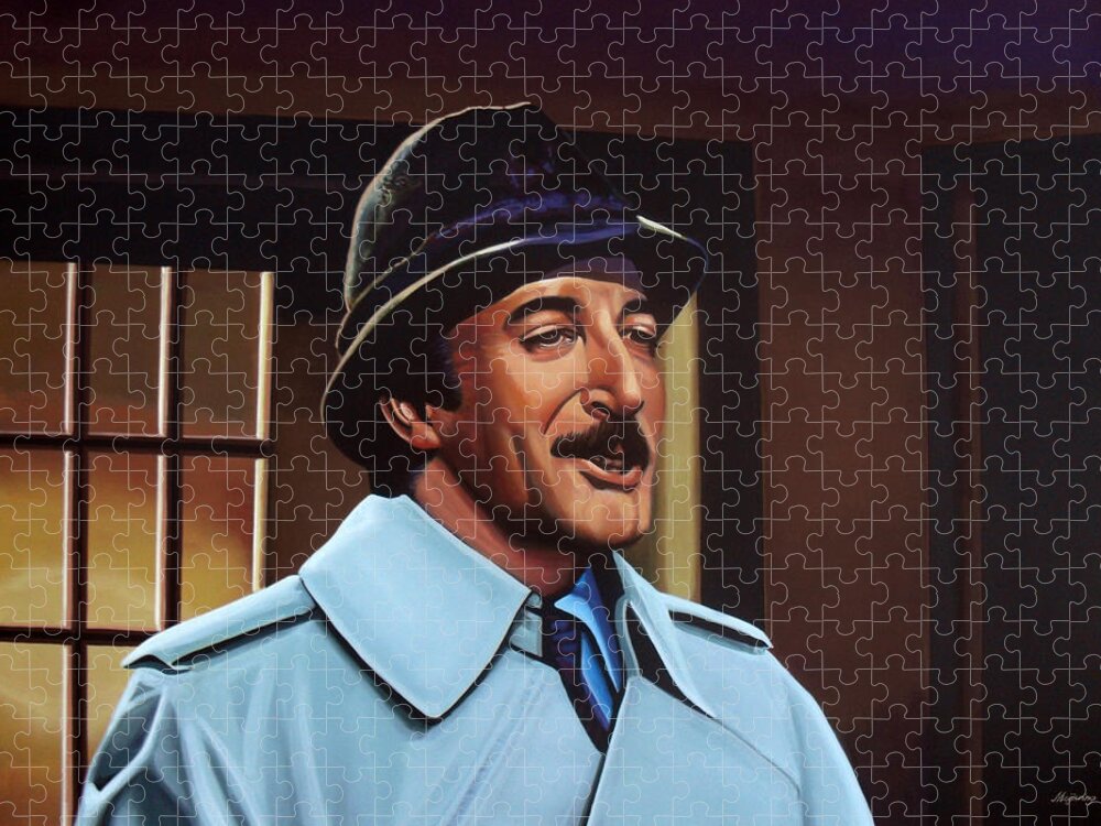 Peter Sellers Jigsaw Puzzle featuring the painting Peter Sellers as inspector Clouseau by Paul Meijering