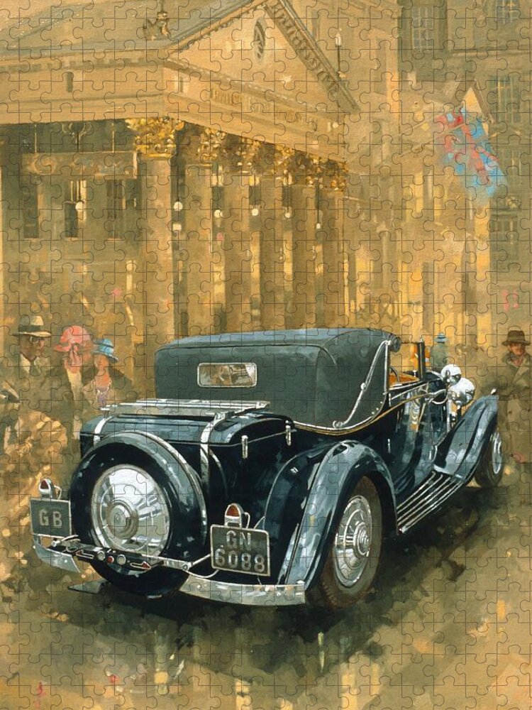 Rolls Royce Phantom Jigsaw Puzzle featuring the painting Phantom In The Haymarket by Peter Miller