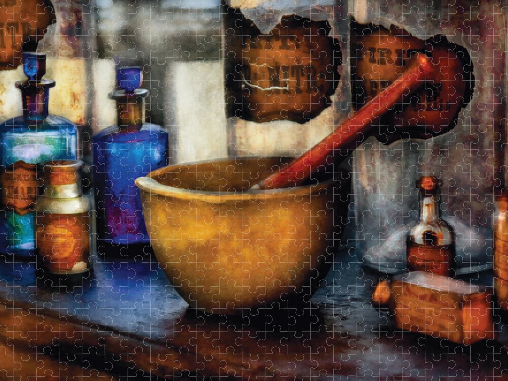 Savad Jigsaw Puzzle featuring the photograph Pharmacist - Mortar and Pestle by Mike Savad